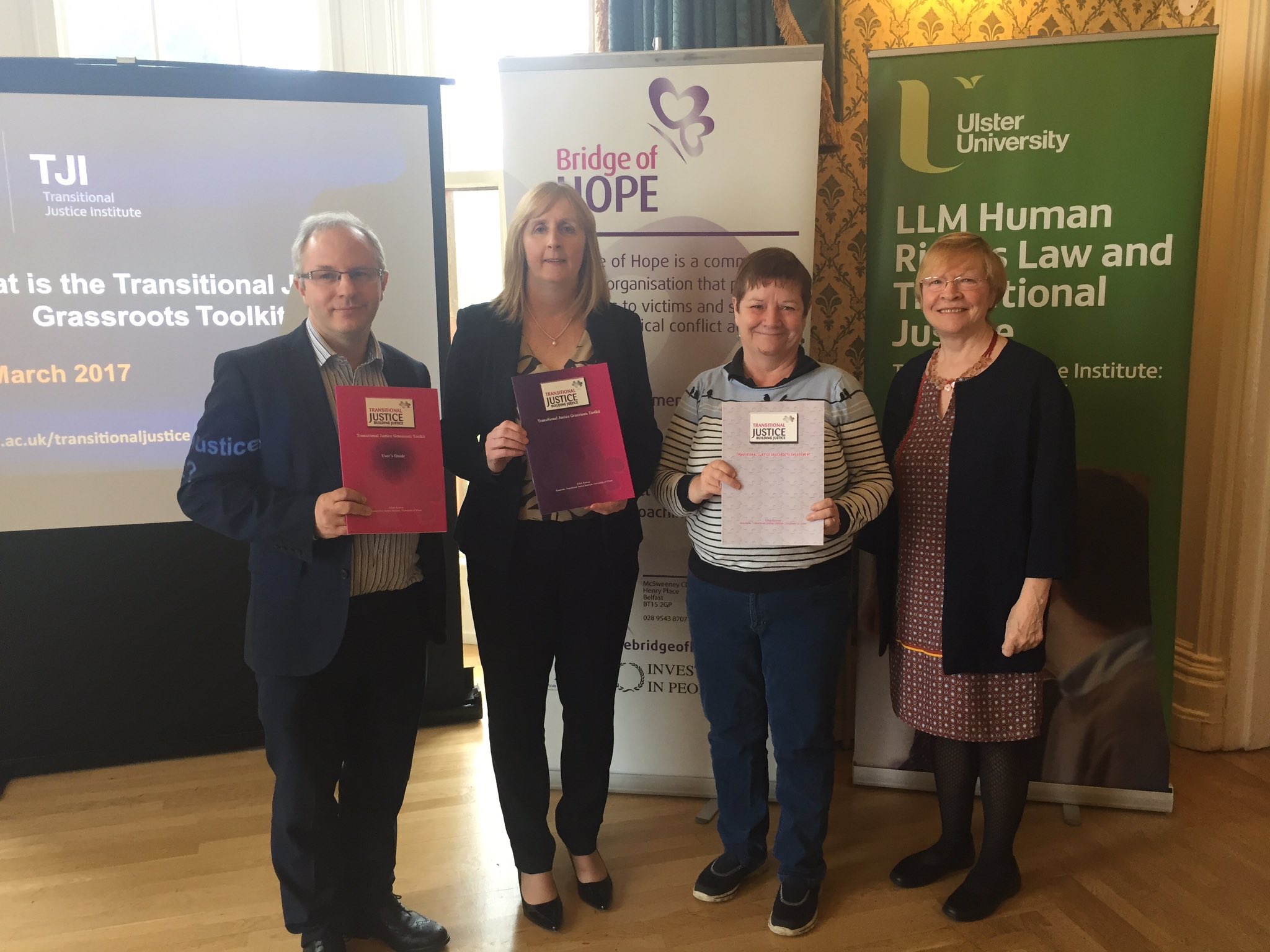 TJI Director Rory O'Connell, Head of Victims & Mental Health services Irene Sherry, Dr Avila Kilmurray and TJI lecturer Eilish Rooney